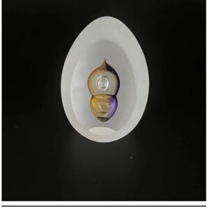 Elegant Glass Art Sculpture with Gold and Purple Accents